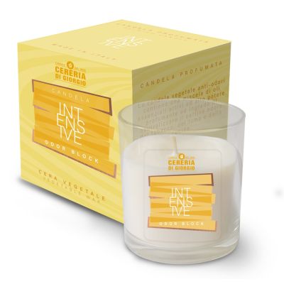 Candela Vegetale Vegana in bicchiere con astuccio Odor Block - Intensive-  14 ORE