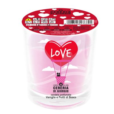 Candela in bicchiere profumata alla vaniglia e frutti di bosco - LOVE